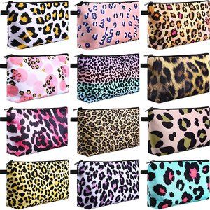 Set Of 12 Leopard Prints Makeup Cosmetic Bags Wholesale Price